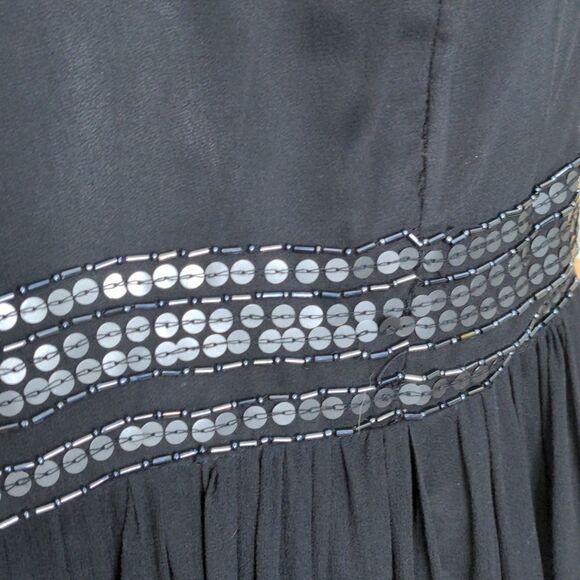 Adrianna Papell Evening Black Silk Beaded Strapless Dress size 12 - Picture 3 of 15